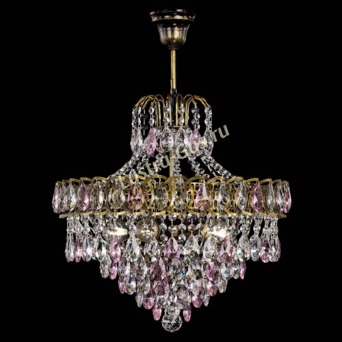 Люстра Грация №5 с подвесом под бронзу Розовая в Магнитогорске Гусь Хрустальный