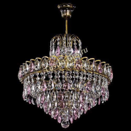 Люстра Грация №5 с подвесом под бронзу Розовая в Магнитогорске Гусь Хрустальный