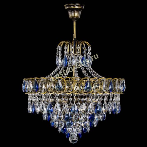 Люстра Грация №5 с подвесом под бронзу Синяя в Магнитогорске Гусь Хрустальный