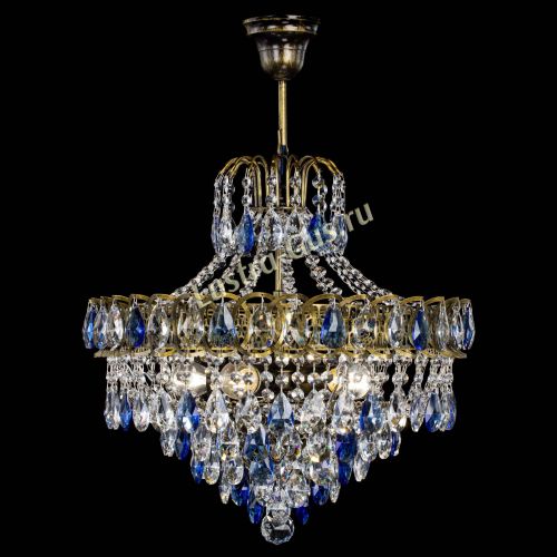 Люстра Грация №5 с подвесом под бронзу Синяя в Магнитогорске Гусь Хрустальный