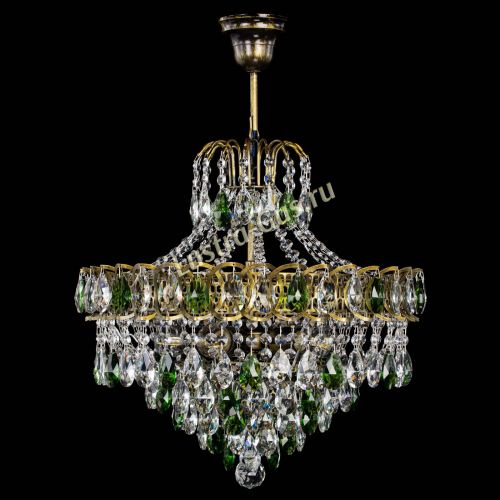 Люстра Грация №5 с подвесом под бронзу Зеленая в Магнитогорске Гусь Хрустальный