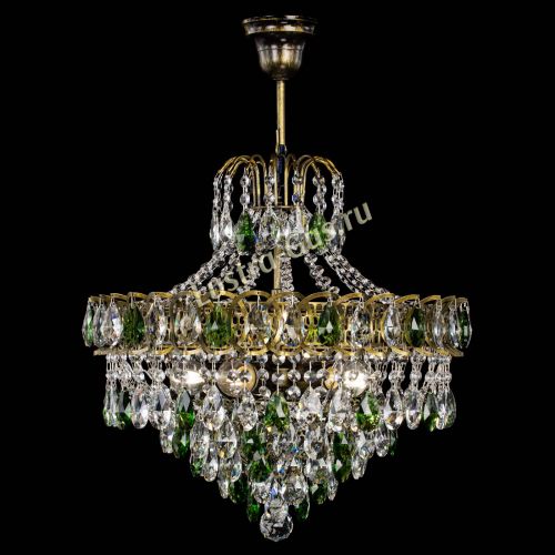 Люстра Грация №5 с подвесом под бронзу Зеленая в Магнитогорске Гусь Хрустальный