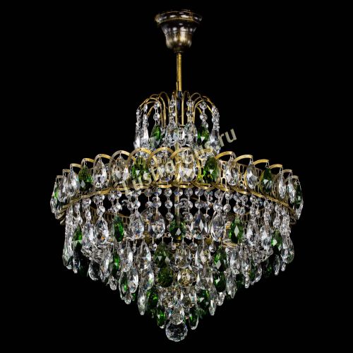 Люстра Грация №5 с подвесом под бронзу Зеленая в Магнитогорске Гусь Хрустальный