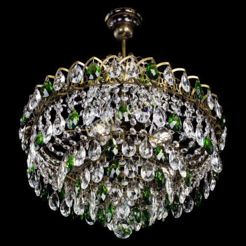 Люстра Грация №5 с подвесом под бронзу Зеленая в Магнитогорске Гусь Хрустальный