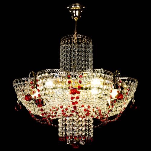 Люстра Камея №6 подвесная красная в Магнитогорске Гусь Хрустальный