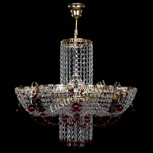 Люстра Камея №6 подвесная красная в Магнитогорске Гусь Хрустальный