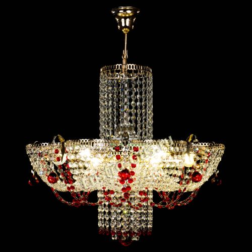 Люстра Камея №6 подвесная красная в Магнитогорске Гусь Хрустальный