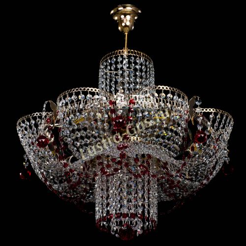 Люстра Камея №6 подвесная красная в Магнитогорске Гусь Хрустальный