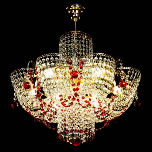 Люстра Камея №6 подвесная красная в Магнитогорске Гусь Хрустальный