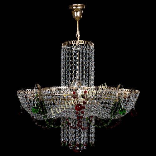 Люстра Камея №6 подвесная красно-зеленая в Магнитогорске Гусь Хрустальный