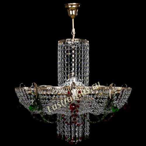 Люстра Камея №6 подвесная красно-зеленая в Магнитогорске Гусь Хрустальный