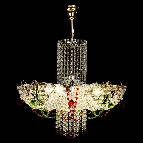 Люстра Камея №6 подвесная красно-зеленая в Магнитогорске Гусь Хрустальный