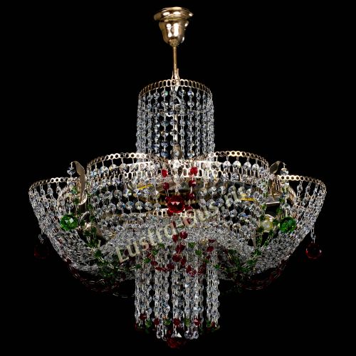 Люстра Камея №6 подвесная красно-зеленая в Магнитогорске Гусь Хрустальный