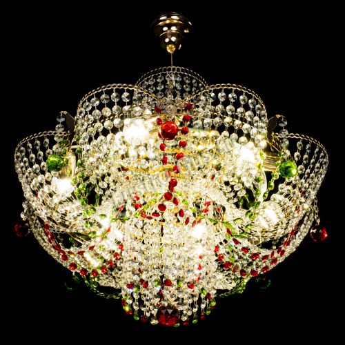 Люстра Камея №6 подвесная красно-зеленая в Магнитогорске Гусь Хрустальный