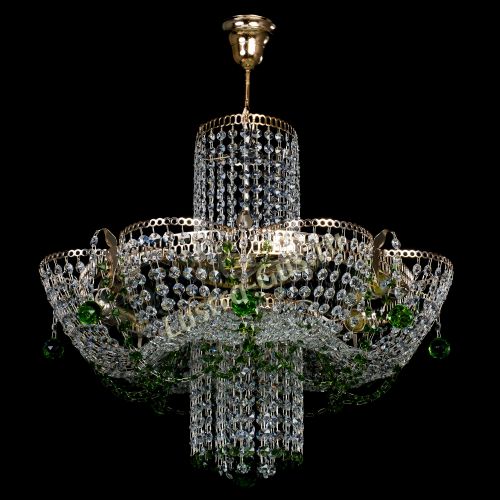 Люстра Камея №6 подвесная зеленая в Магнитогорске Гусь Хрустальный