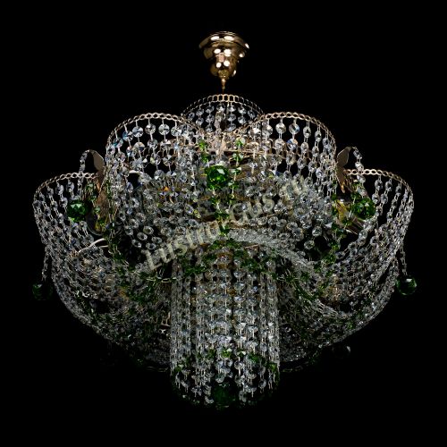 Люстра Камея №6 подвесная зеленая в Магнитогорске Гусь Хрустальный