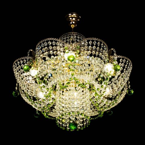 Люстра Камея №6 подвесная зеленая в Магнитогорске Гусь Хрустальный