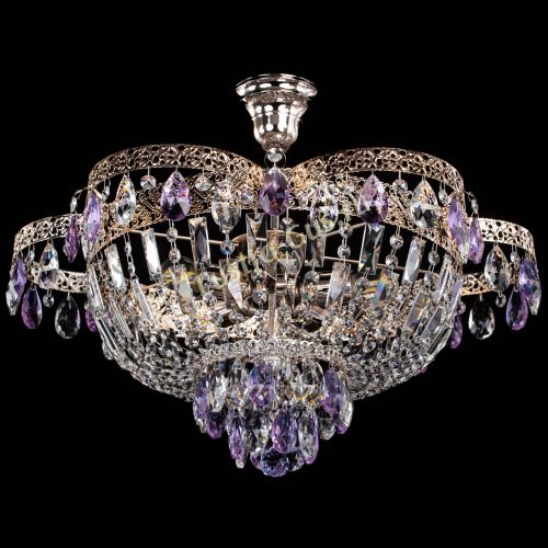 Люстра Камея Флора №5 с подвесом Фиолетовая в Магнитогорске Гусь Хрустальный