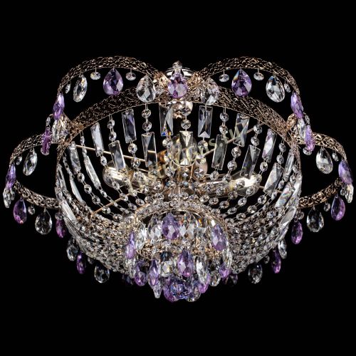 Люстра Камея Флора №5 с подвесом Фиолетовая в Магнитогорске Гусь Хрустальный