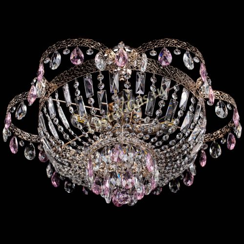 Люстра Камея Флора №5 с подвесом Розовая в Магнитогорске Гусь Хрустальный