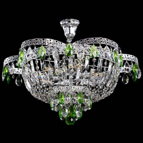 Люстра Камея Флора №5 с подвесом Зеленая в Магнитогорске Гусь Хрустальный