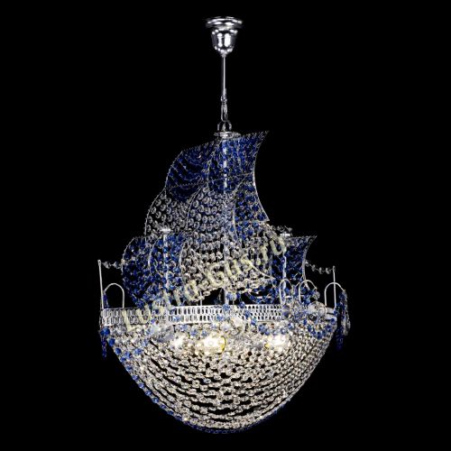 Люстра Каравелла №1 синяя в Магнитогорске Гусь Хрустальный