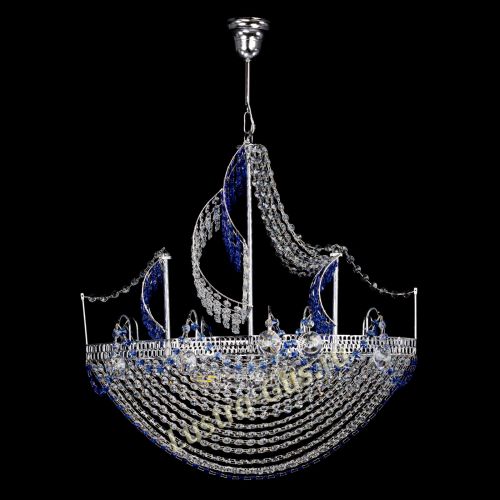 Люстра Каравелла №1 синяя в Магнитогорске Гусь Хрустальный