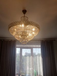 Люстра Хрустальный Каскад №8 с подвесом под бронзу в Магнитогорске отзыв и фото покупателя
