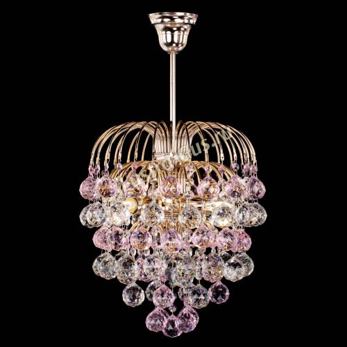 Люстра Хрустальные брызги шар 40 мм розовая в Магнитогорске Гусь Хрустальный