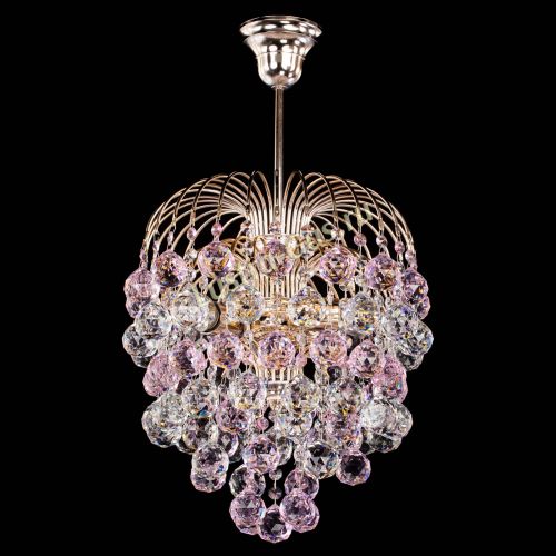 Люстра Хрустальные брызги шар 40 мм розовая в Магнитогорске Гусь Хрустальный