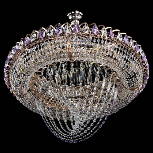 Люстра Кольцо Классика Веер №8 фиолетовая в Магнитогорске Гусь Хрустальный