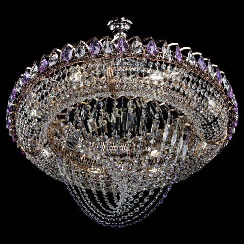Люстра Кольцо Классика Веер №8 фиолетовая в Магнитогорске Гусь Хрустальный