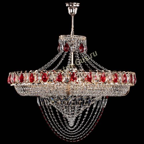 Люстра Кольцо Классика Веер №8 красная в Магнитогорске Гусь Хрустальный