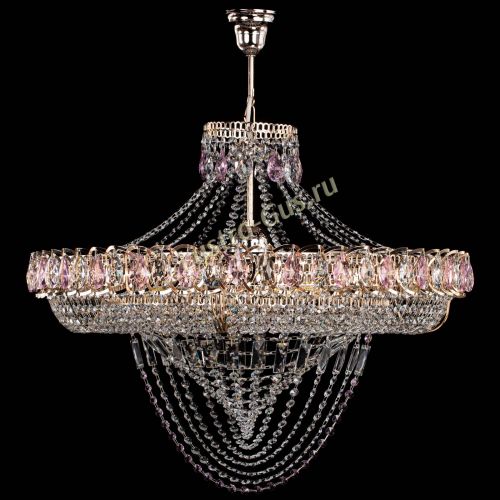 Люстра Кольцо Классика Веер №8 розовая в Магнитогорске Гусь Хрустальный