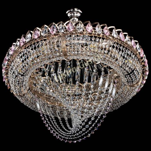 Люстра Кольцо Классика Веер №8 розовая в Магнитогорске Гусь Хрустальный