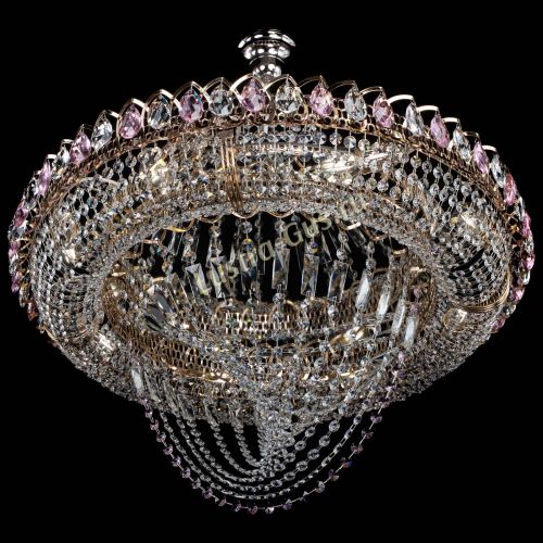 Люстра Кольцо Классика Веер №8 розовая в Магнитогорске Гусь Хрустальный