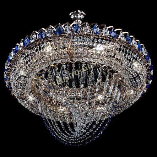 Люстра Кольцо Классика Веер №8 синяя в Магнитогорске Гусь Хрустальный