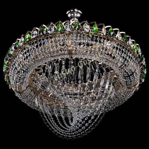 Люстра Кольцо Классика Веер №8 зеленая в Магнитогорске Гусь Хрустальный