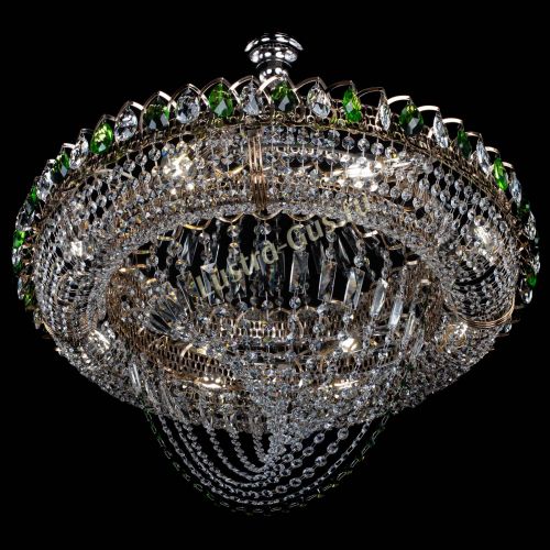 Люстра Кольцо Классика Веер №8 зеленая в Магнитогорске Гусь Хрустальный