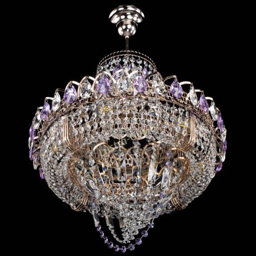 Люстра Кольцо Классика Веер фиолетовая в Магнитогорске Гусь Хрустальный