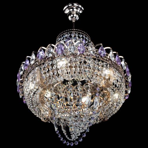 Люстра Кольцо Классика Веер фиолетовая в Магнитогорске Гусь Хрустальный