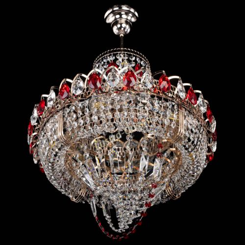 Люстра Кольцо Классика Веер красная в Магнитогорске Гусь Хрустальный