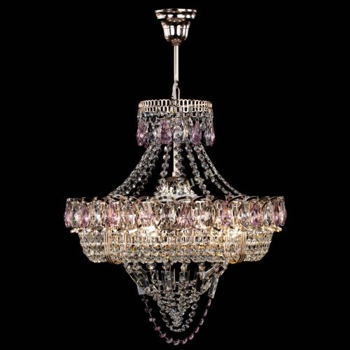 Люстра Кольцо Классика Веер розовая в Магнитогорске Гусь Хрустальный