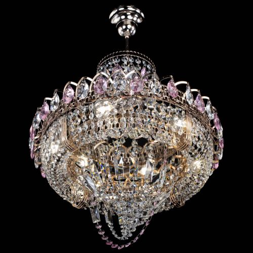 Люстра Кольцо Классика Веер розовая в Магнитогорске Гусь Хрустальный