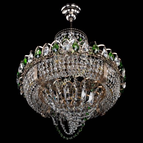 Люстра Кольцо Классика Веер зеленая в Магнитогорске Гусь Хрустальный