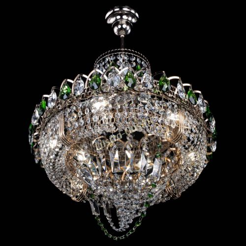 Люстра Кольцо Классика Веер зеленая в Магнитогорске Гусь Хрустальный