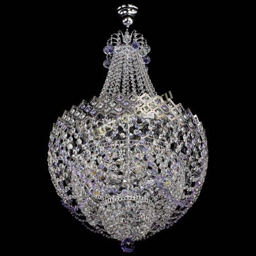 Люстра Корона №5 с подвесом Фиолетовая в Магнитогорске Гусь Хрустальный