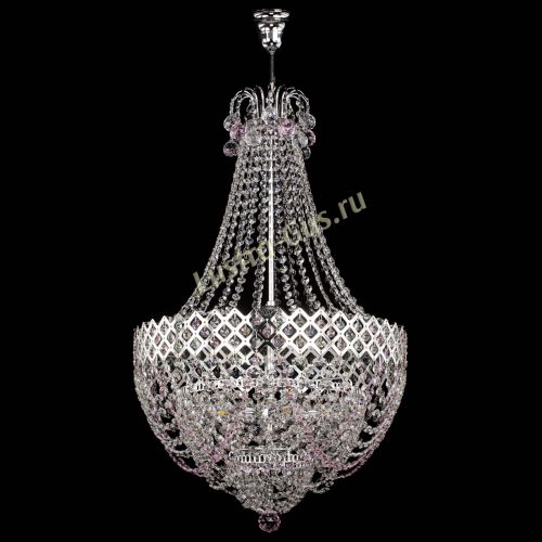 Люстра Корона №5 с подвесом Розовая в Магнитогорске Гусь Хрустальный