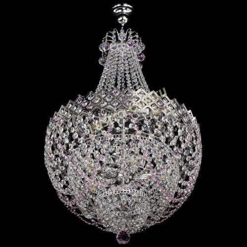 Люстра Корона №5 с подвесом Розовая в Магнитогорске Гусь Хрустальный