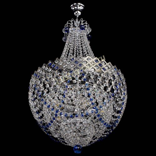 Люстра Корона №5 с подвесом Синяя в Магнитогорске Гусь Хрустальный